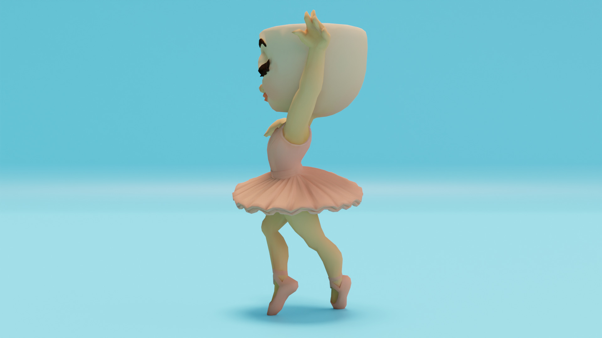 Ballerina Cappuccina Italian brainrot Low Poly Character Low-poly 3D model_3