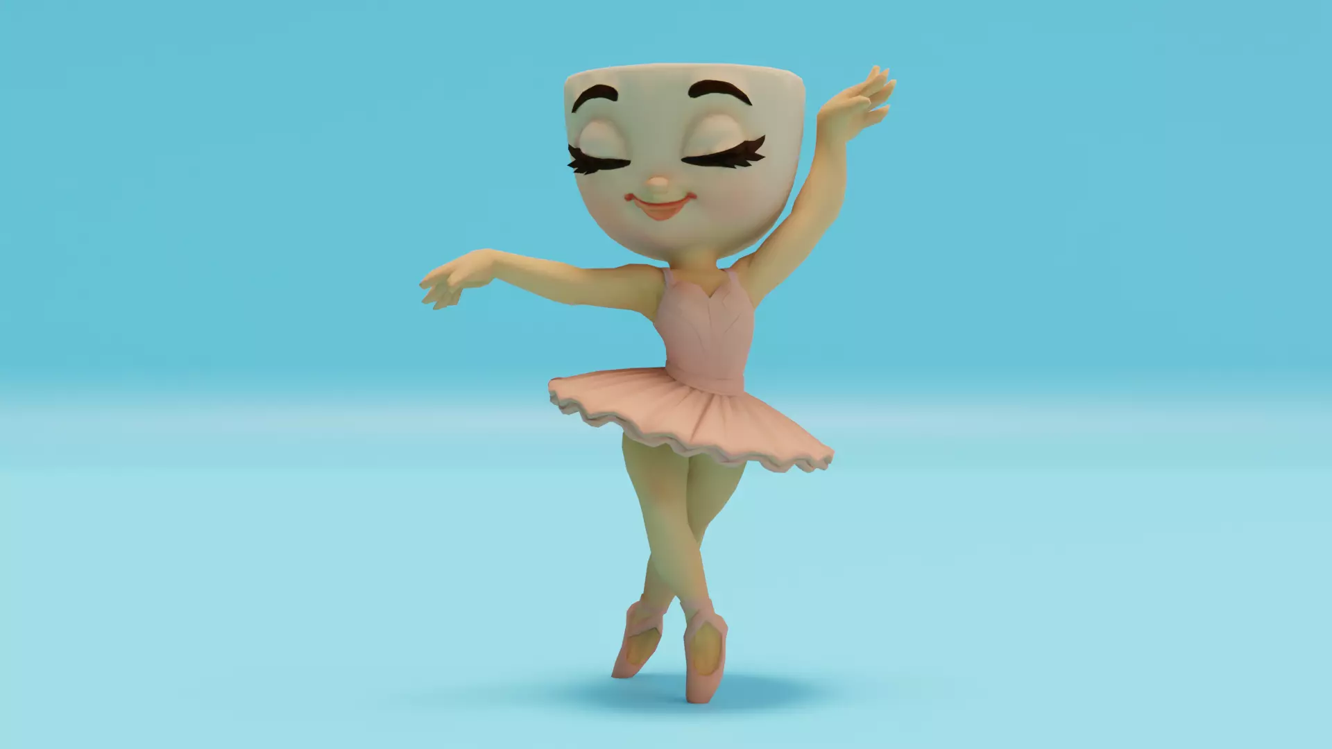 Ballerina Cappuccina Italian brainrot Low Poly Character Low-poly 3D model_0