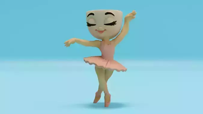 Ballerina Cappuccina Italian brainrot Low Poly Character Low-poly 3D model