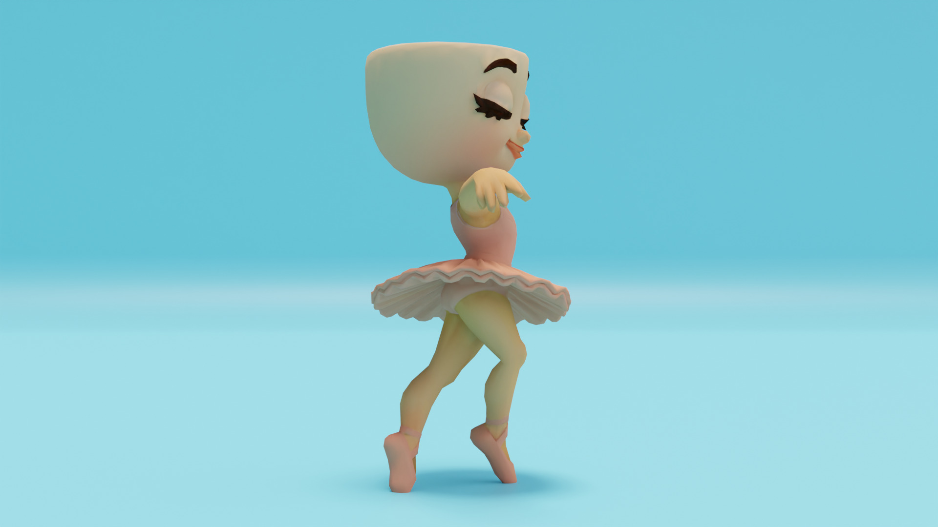 Ballerina Cappuccina Italian brainrot Low Poly Character Low-poly 3D model_9