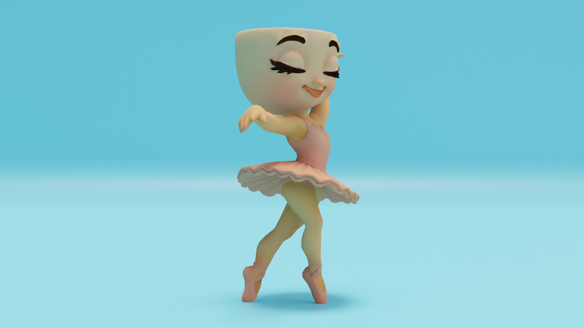 Ballerina Cappuccina Italian brainrot Low Poly Character Low-poly 3D model_10