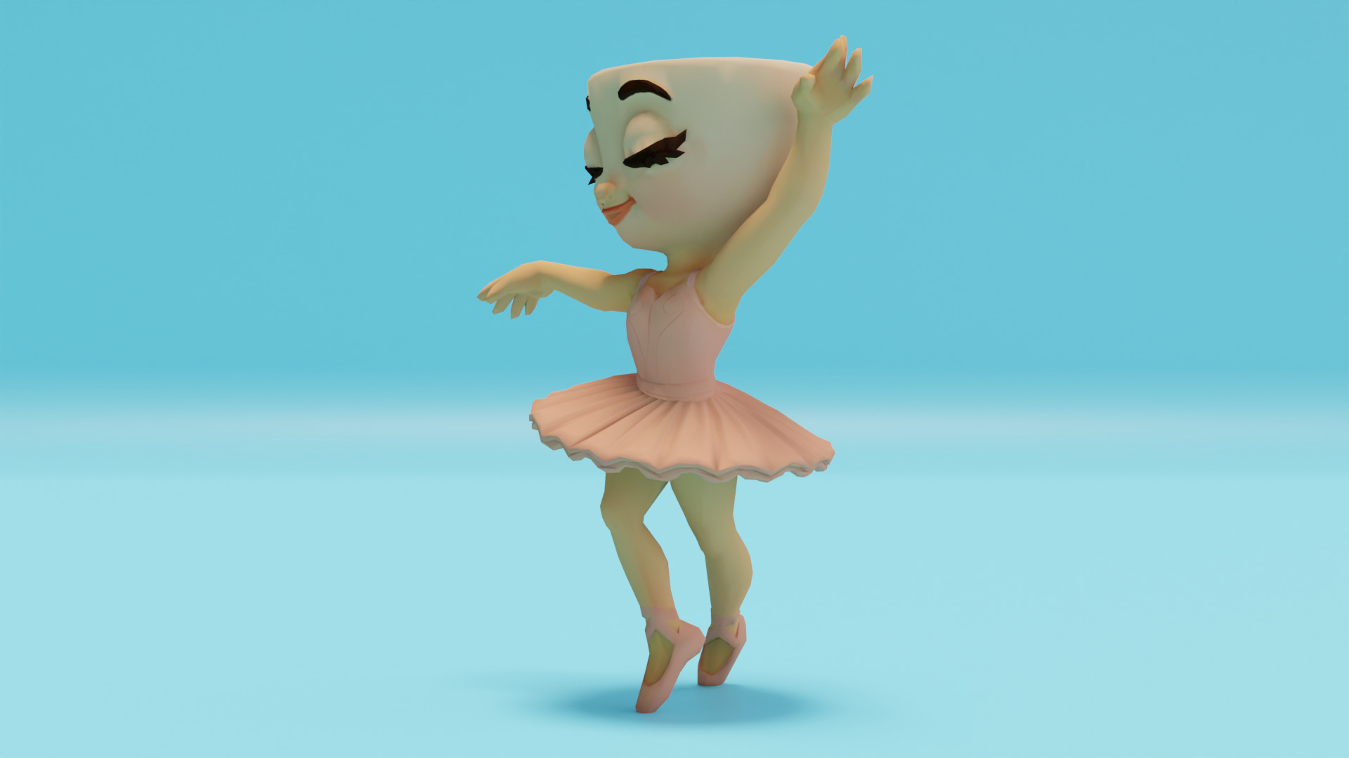 Ballerina Cappuccina Italian brainrot Low Poly Character Low-poly 3D model_2