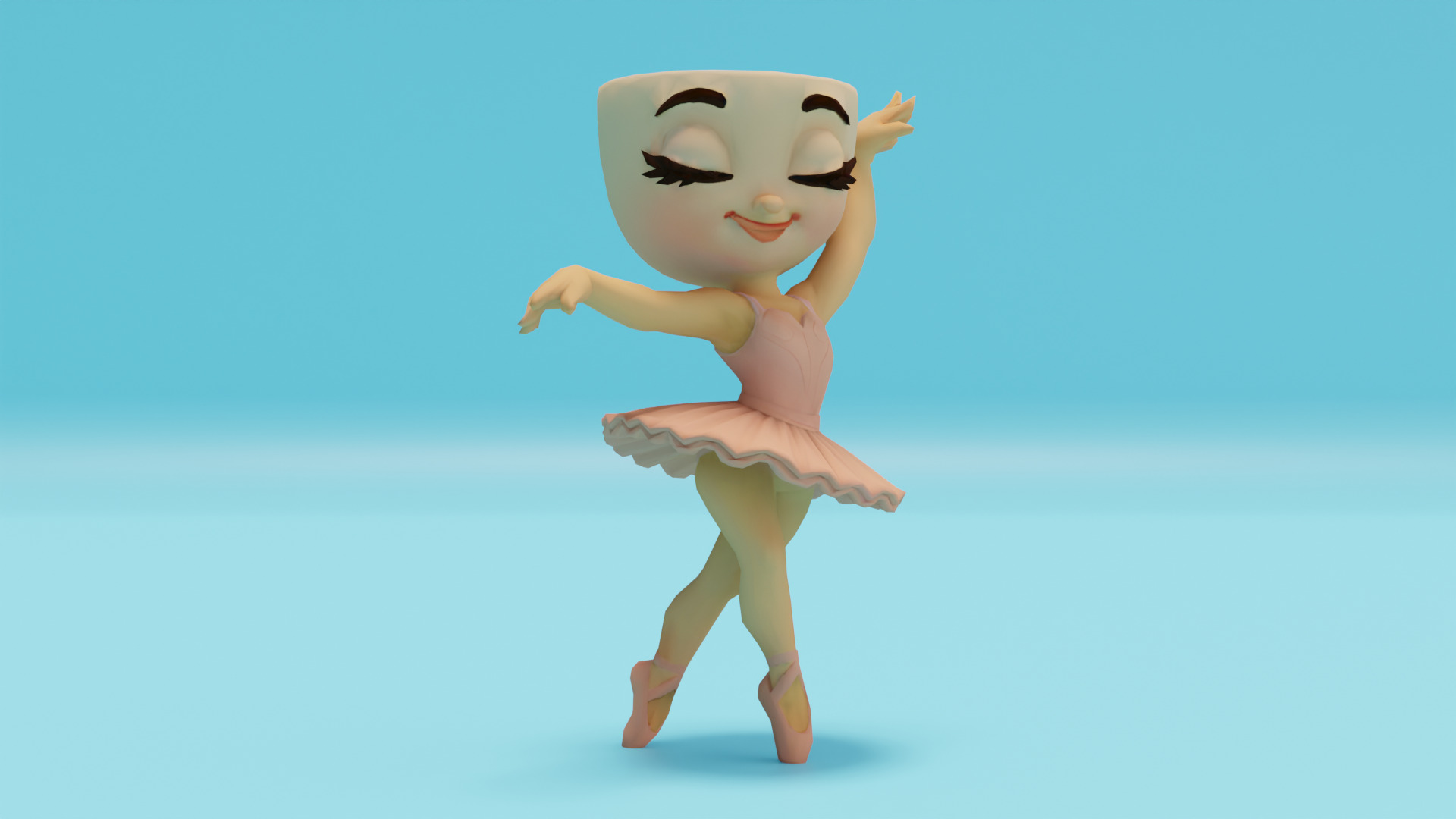 Ballerina Cappuccina Italian brainrot Low Poly Character Low-poly 3D model_11
