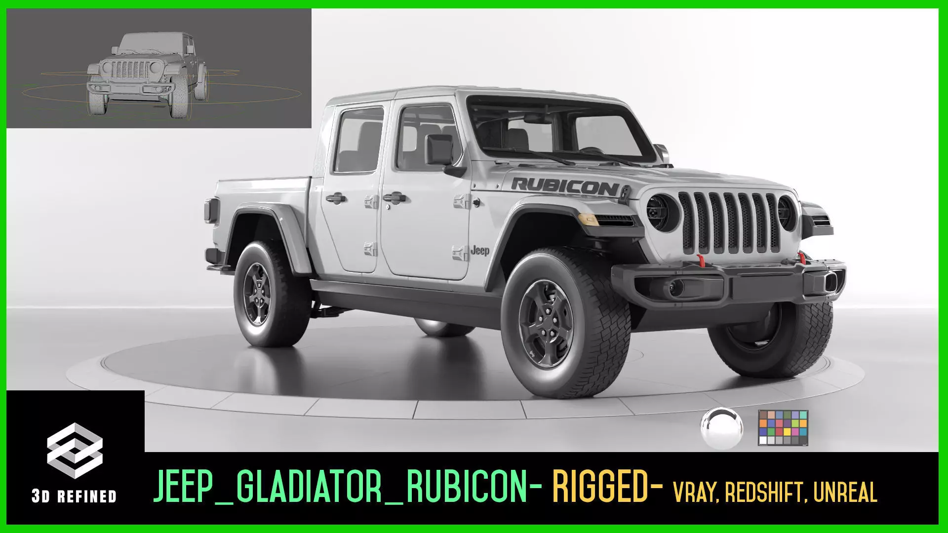 Jeep Gladiator Rubicon-Rigged and Textured-Unreal-vray-redshift Low-poly 3D model_0