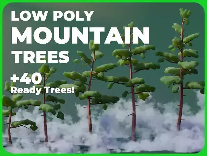 Low Poly Mountain Trees