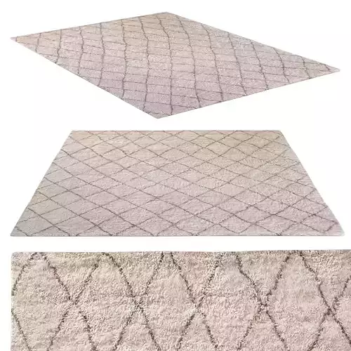 Sketched Diamond Hand-Knotted Shag Rug