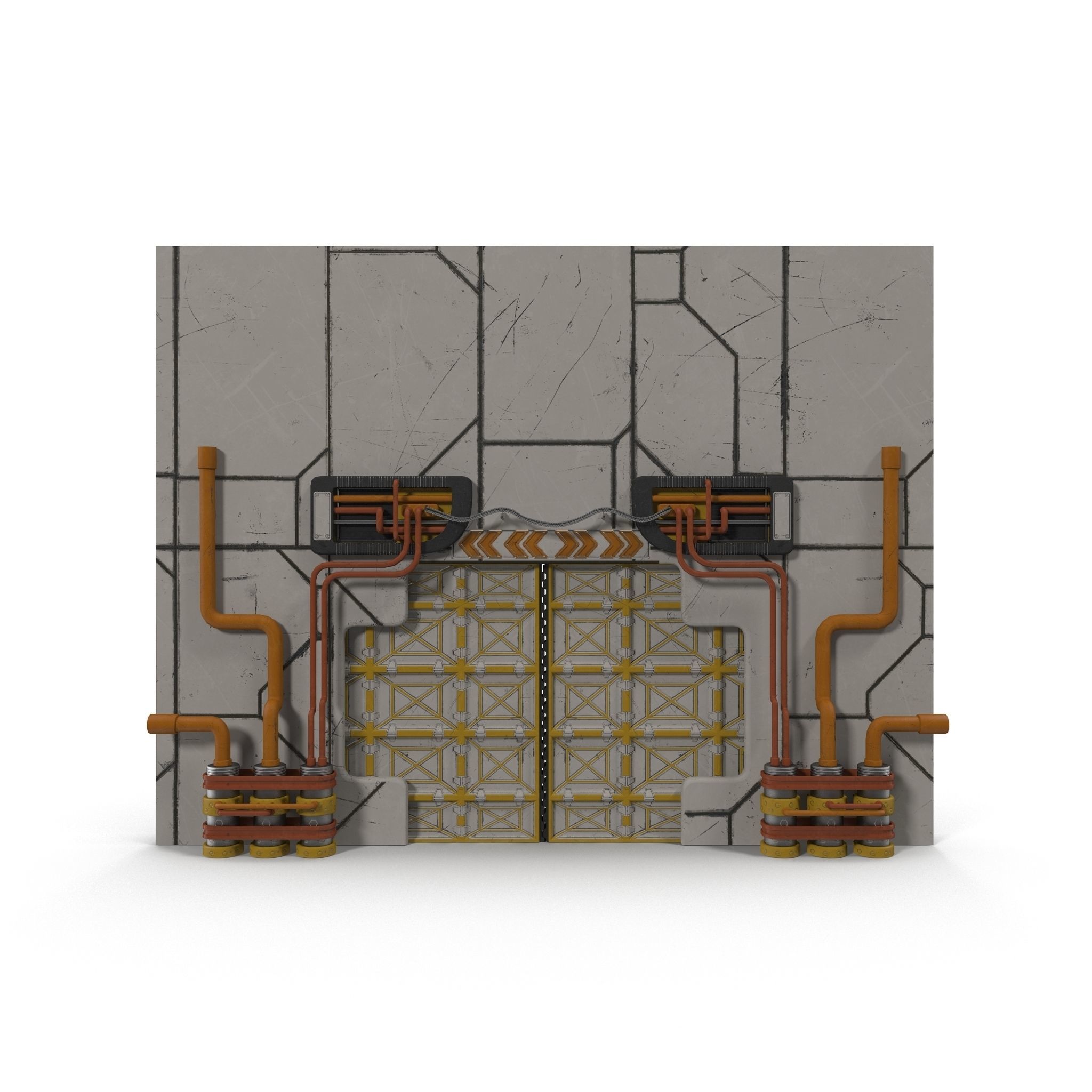 Sci fi Gate Low-poly 3D model_7