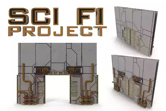 Sci fi Gate Low-poly 3D model Sci fi Gate Low-poly 3D model