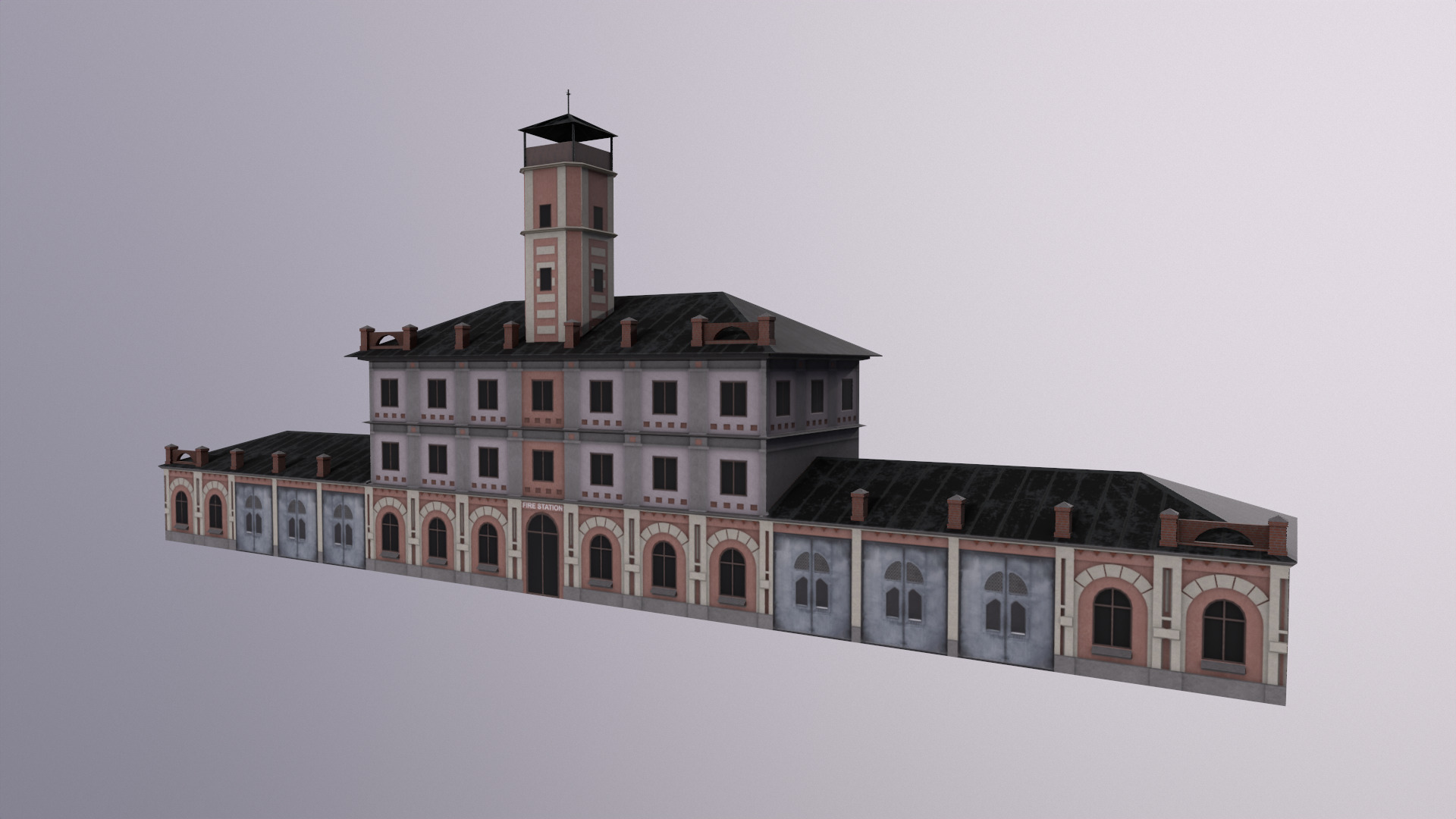 Fire Station 818 polygons High Quality Game Ready Low-poly 3D model_4