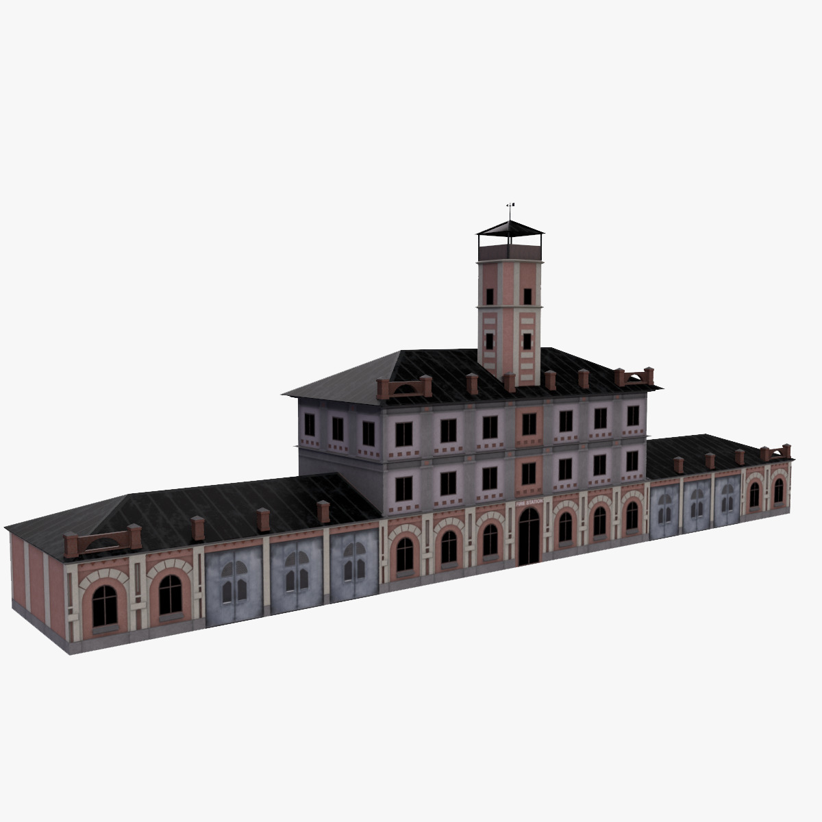 Fire Station 818 polygons High Quality Game Ready Low-poly 3D model_5
