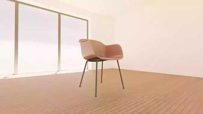 Muuto Fiber Armchair - Tube Base 3D Model - Highly Detailed