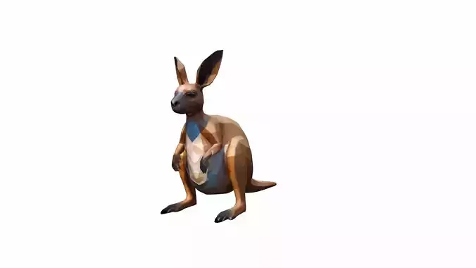 A Female Gender Grey Red Kangaroo 3d Render 3D model
