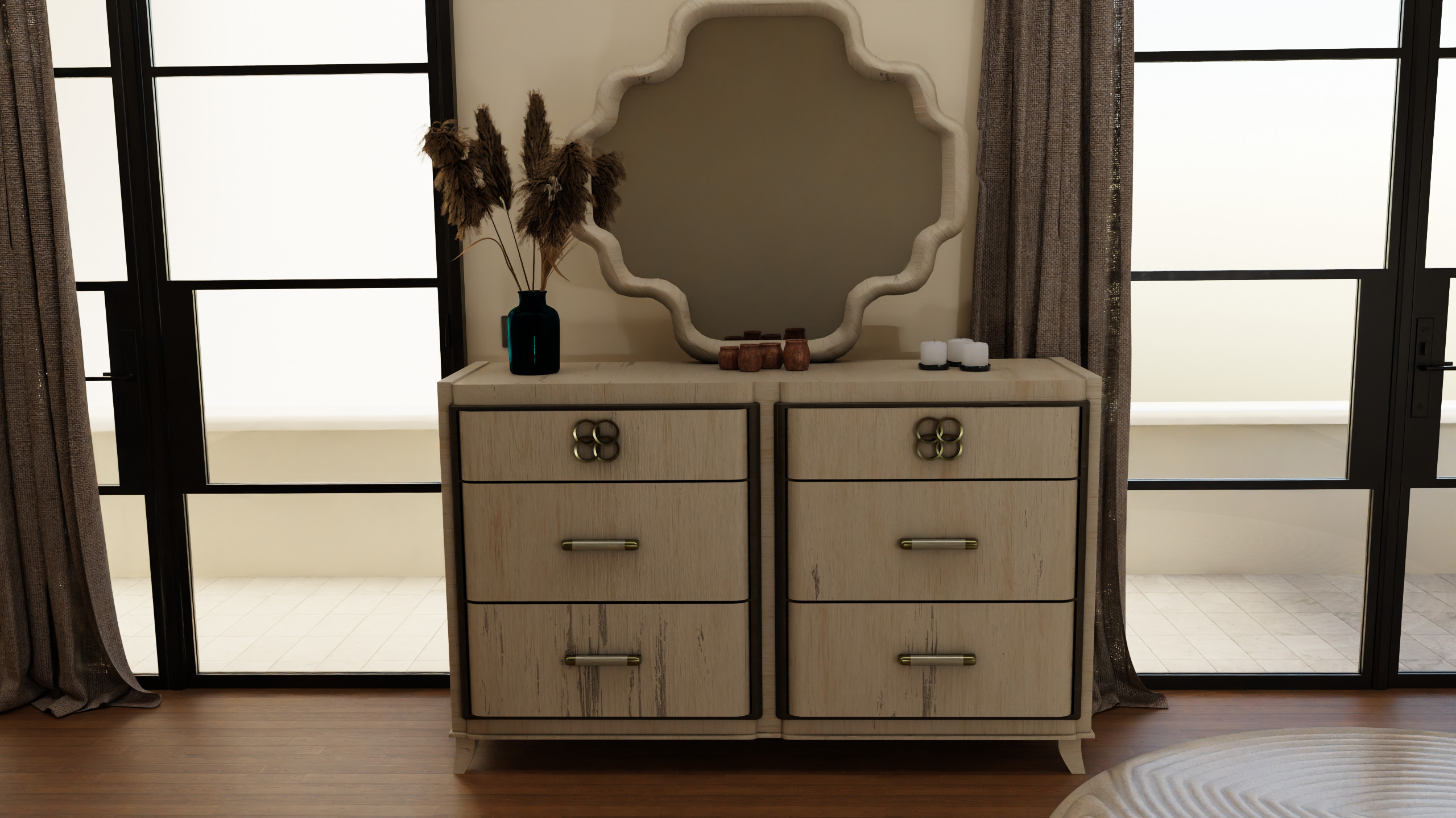 5K polygon- Modern Rustic Dresser-Realistic and Lowpoly model Low-poly 3D model_1