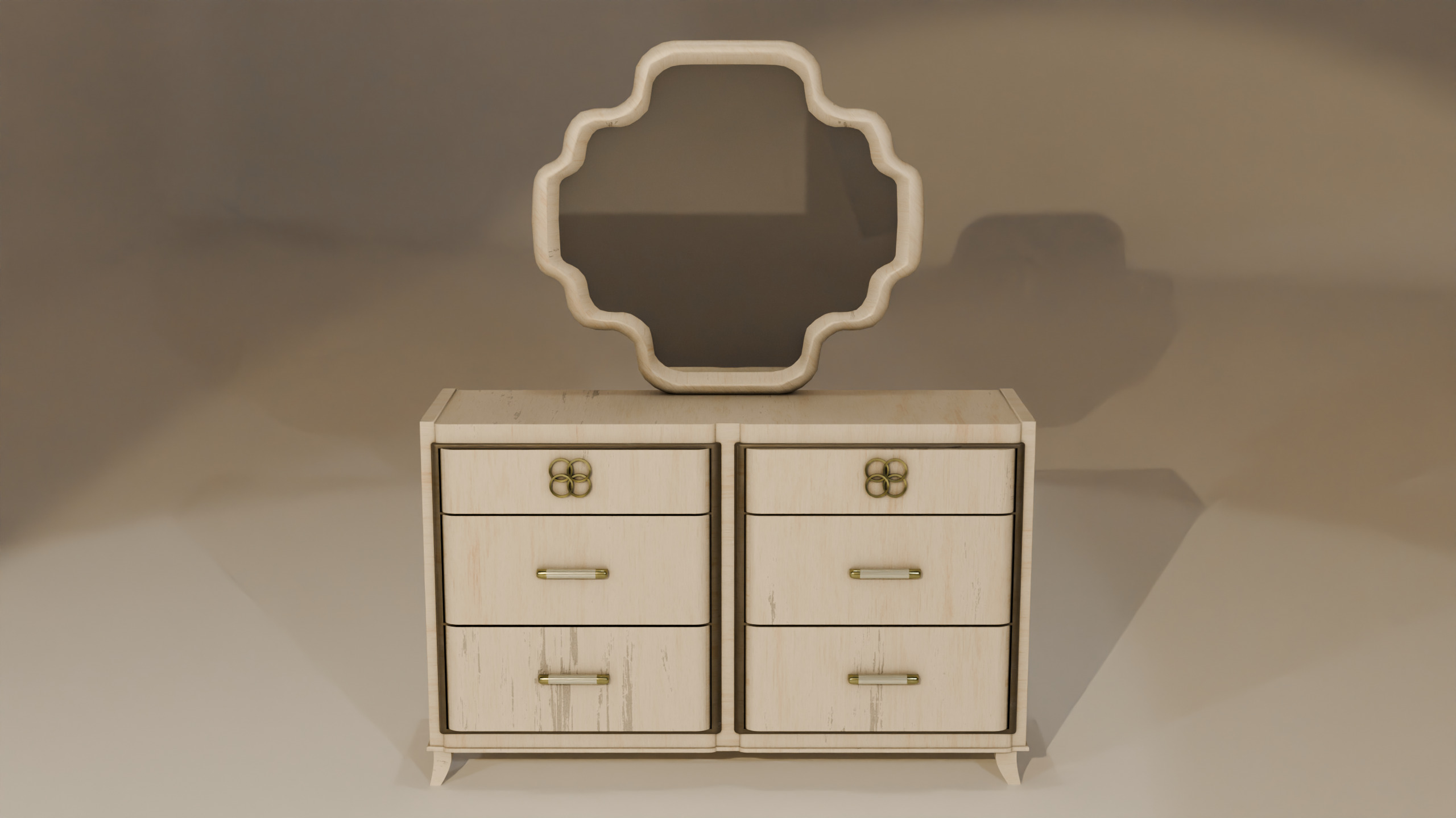 5K polygon- Modern Rustic Dresser-Realistic and Lowpoly model Low-poly 3D model_2
