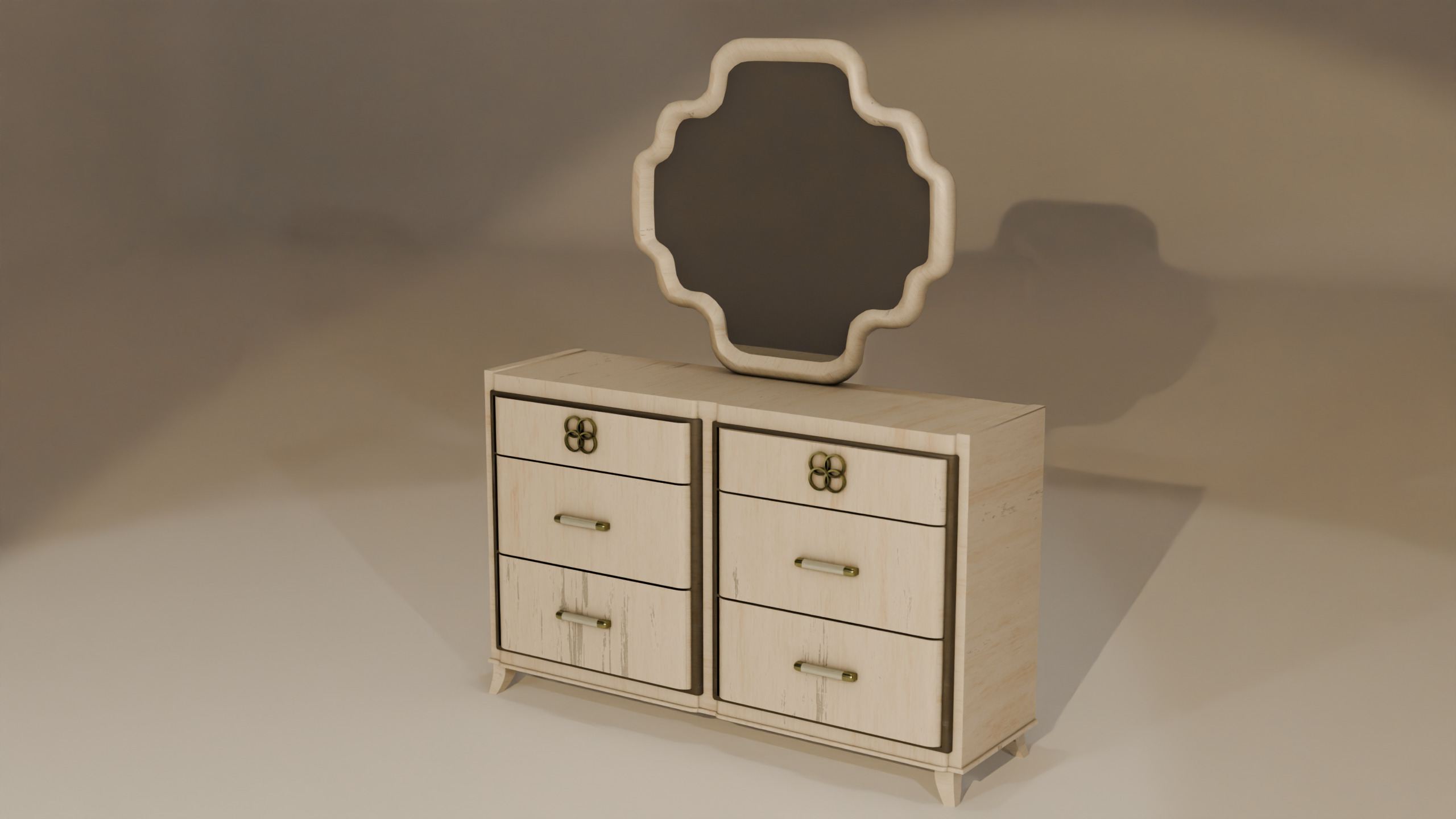 5K polygon- Modern Rustic Dresser-Realistic and Lowpoly model Low-poly 3D model_4