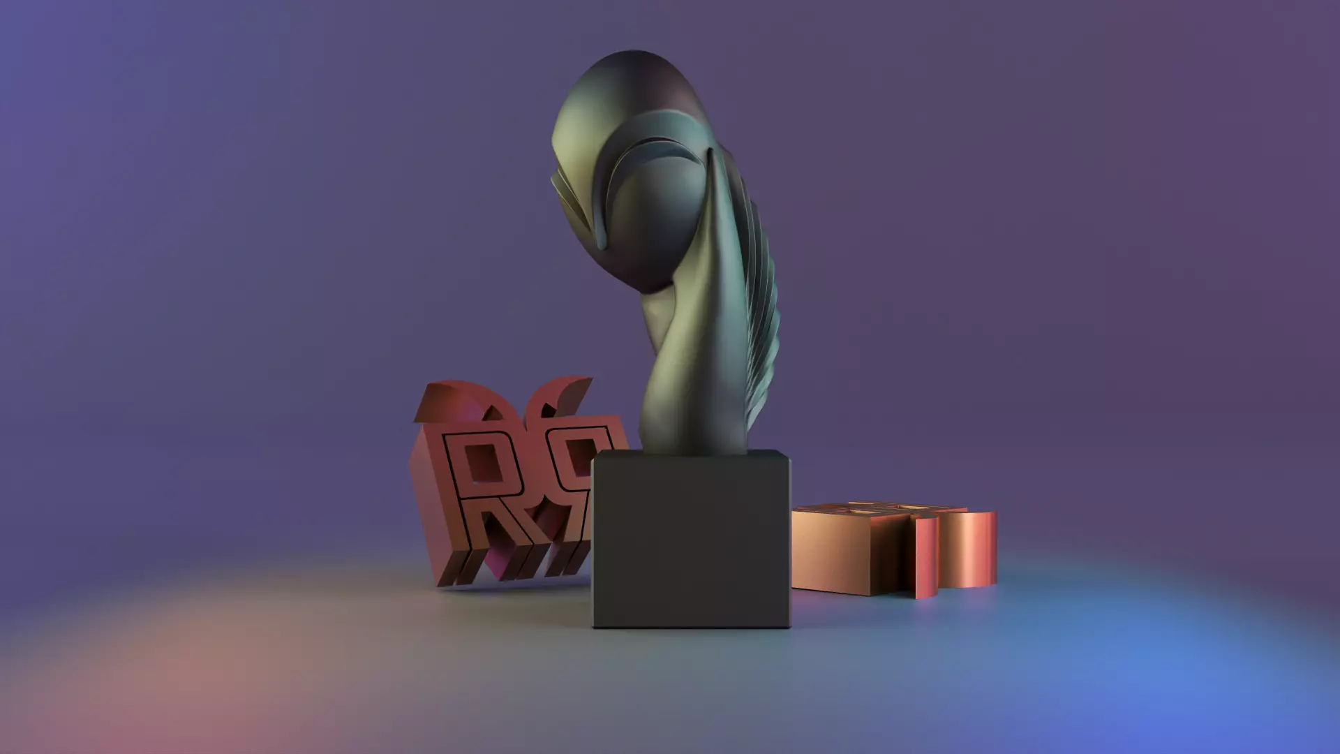 Golden Abstract Owl 3D print model