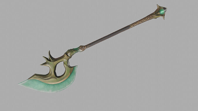 Elven Jade Battle Axe 3D model