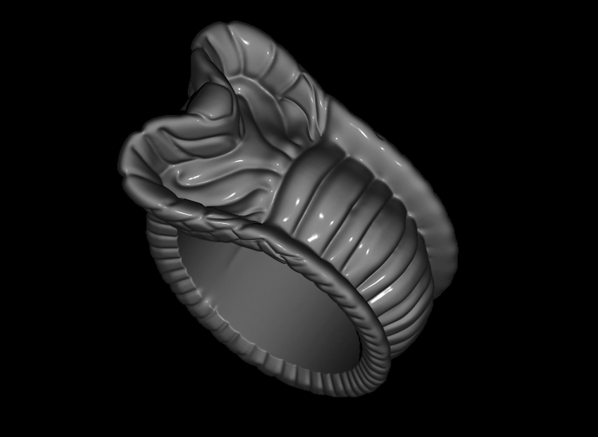 Snake Textured Snake Ring 3D print model_2