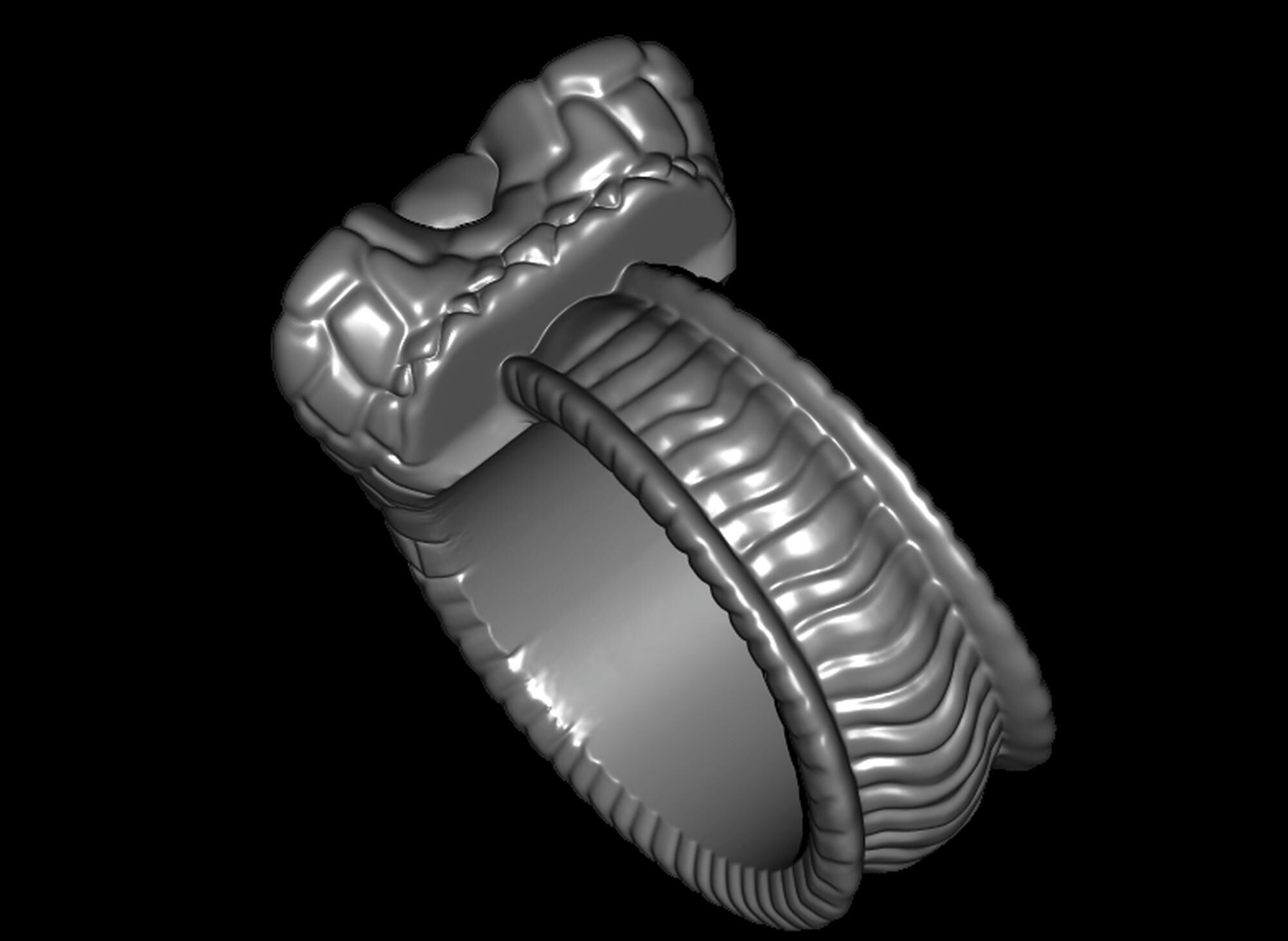 Snake Textured Snake Ring 3D print model_10