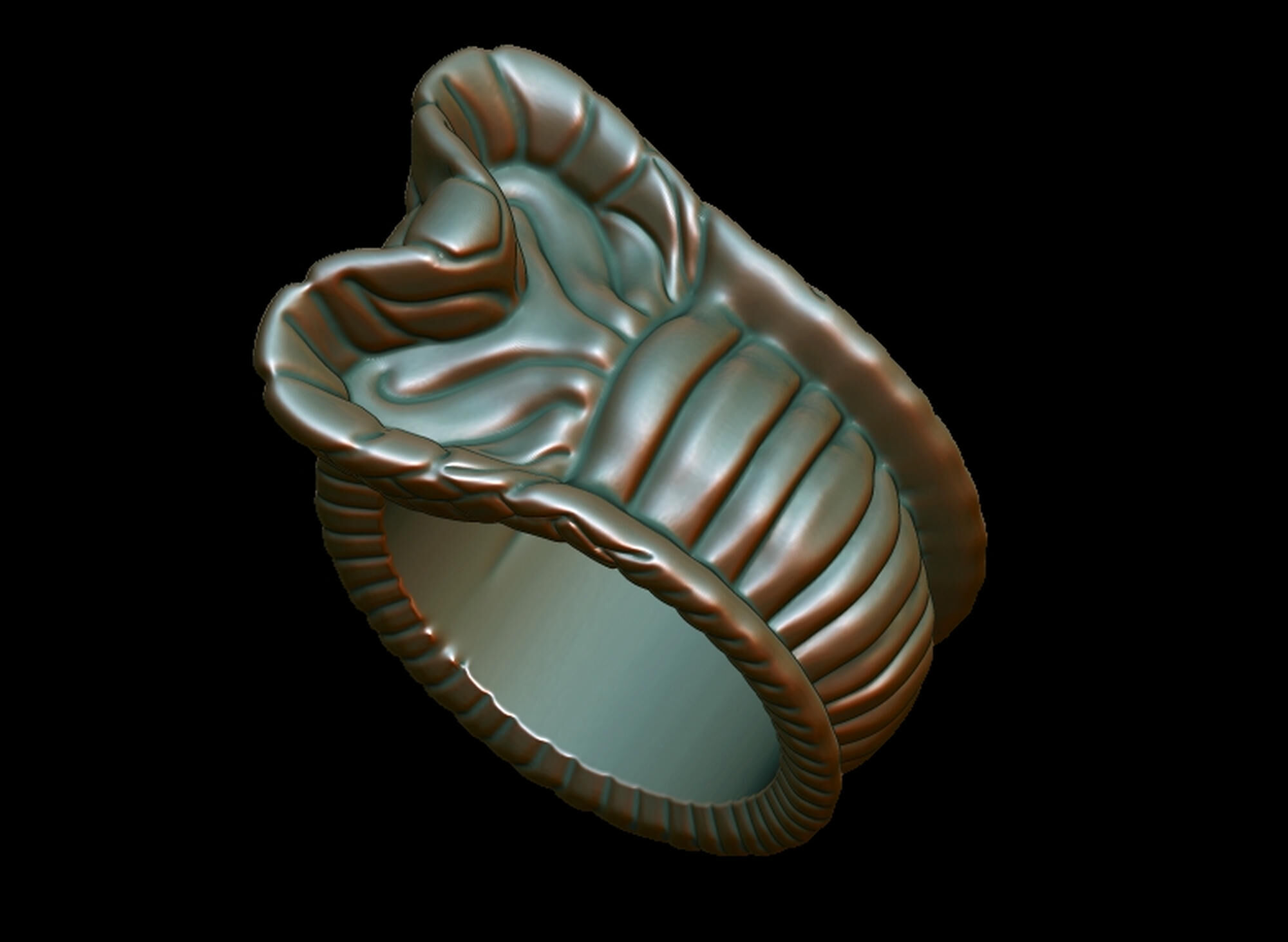 Snake Textured Snake Ring 3D print model_3