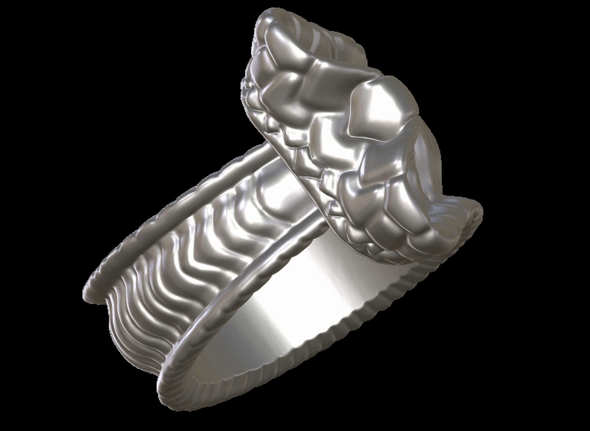Snake Textured Snake Ring 3D print model_7