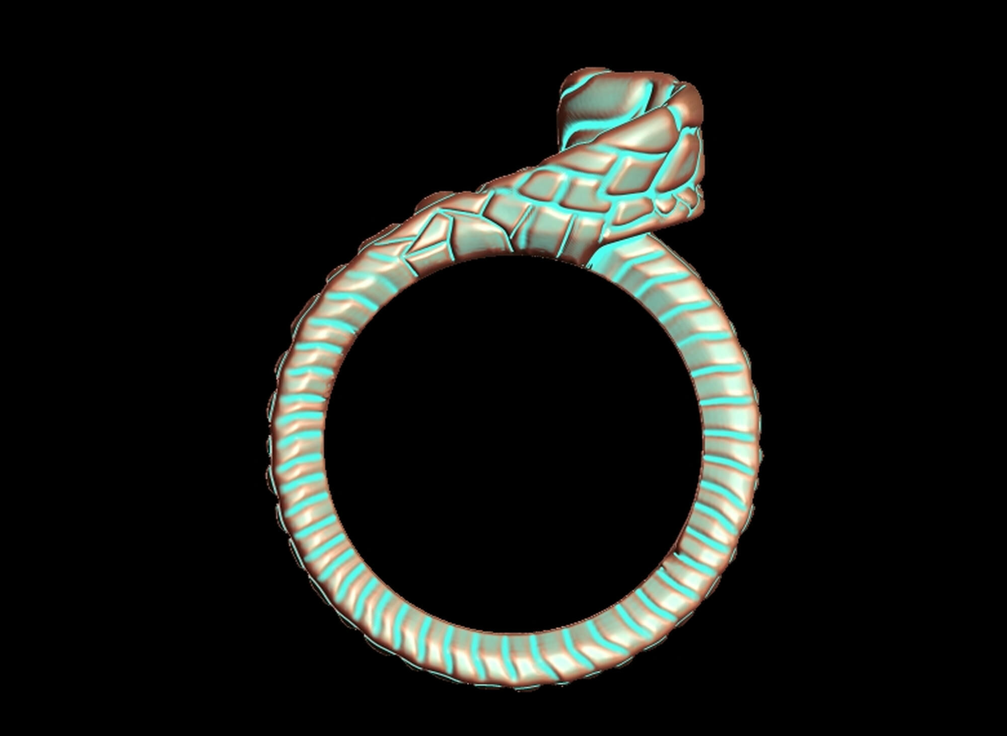 Snake Textured Snake Ring 3D print model_4
