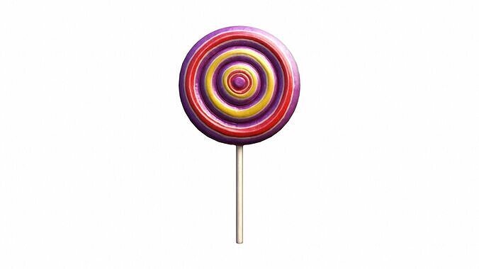 Colorful Rainbow Lollipop 3d Render 3D model