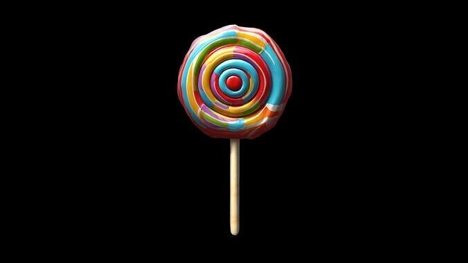 Colorful Rainbow Lollipop 3d Render 3D model