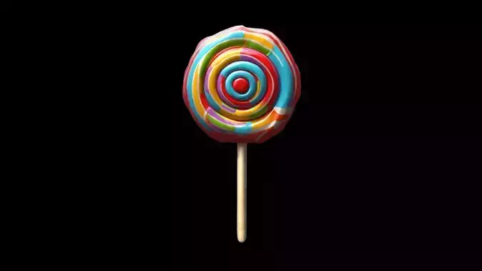Colorful Rainbow Lollipop 3d Render