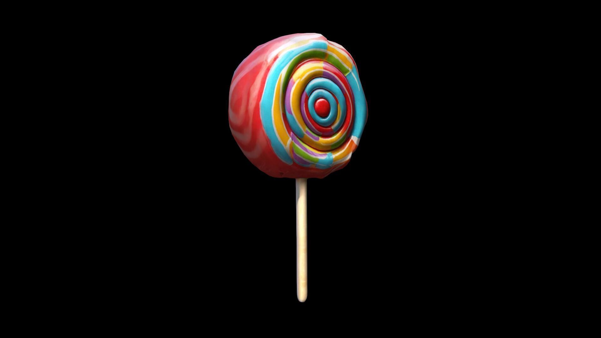 Colorful Rainbow Lollipop 3d Render 3D model_2