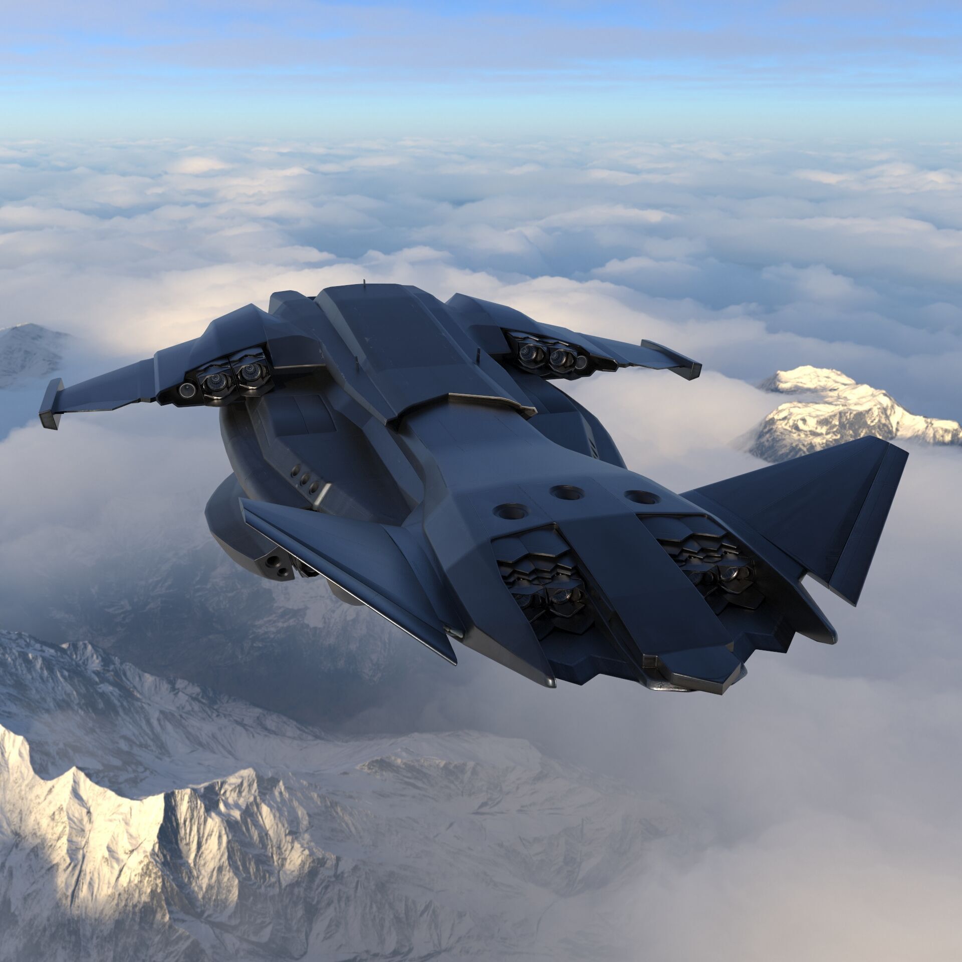 Sci Fi Spaceship 2 Low-poly 3D model_7