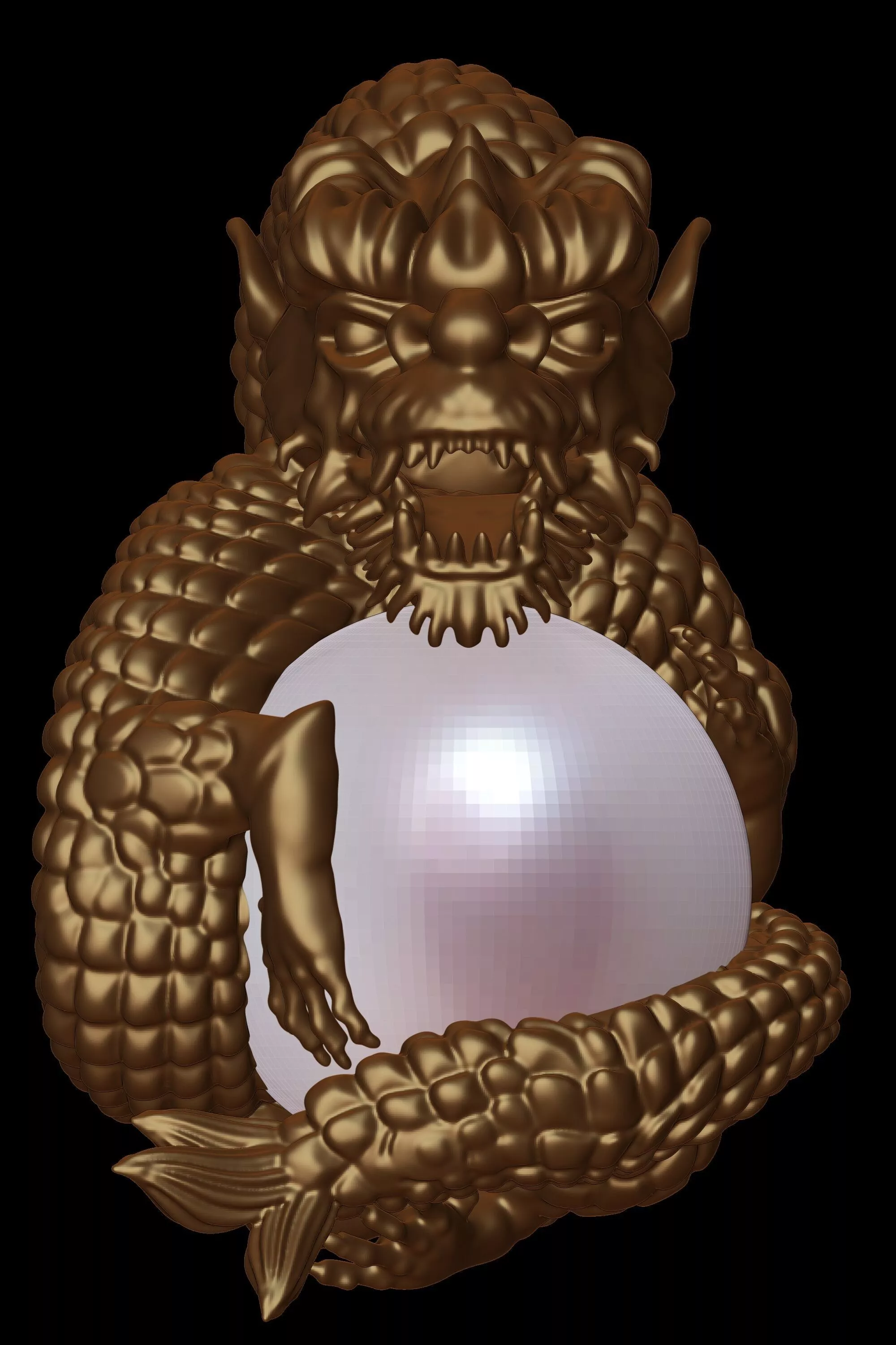 Swirled Dragon Around Pearl 3D print model