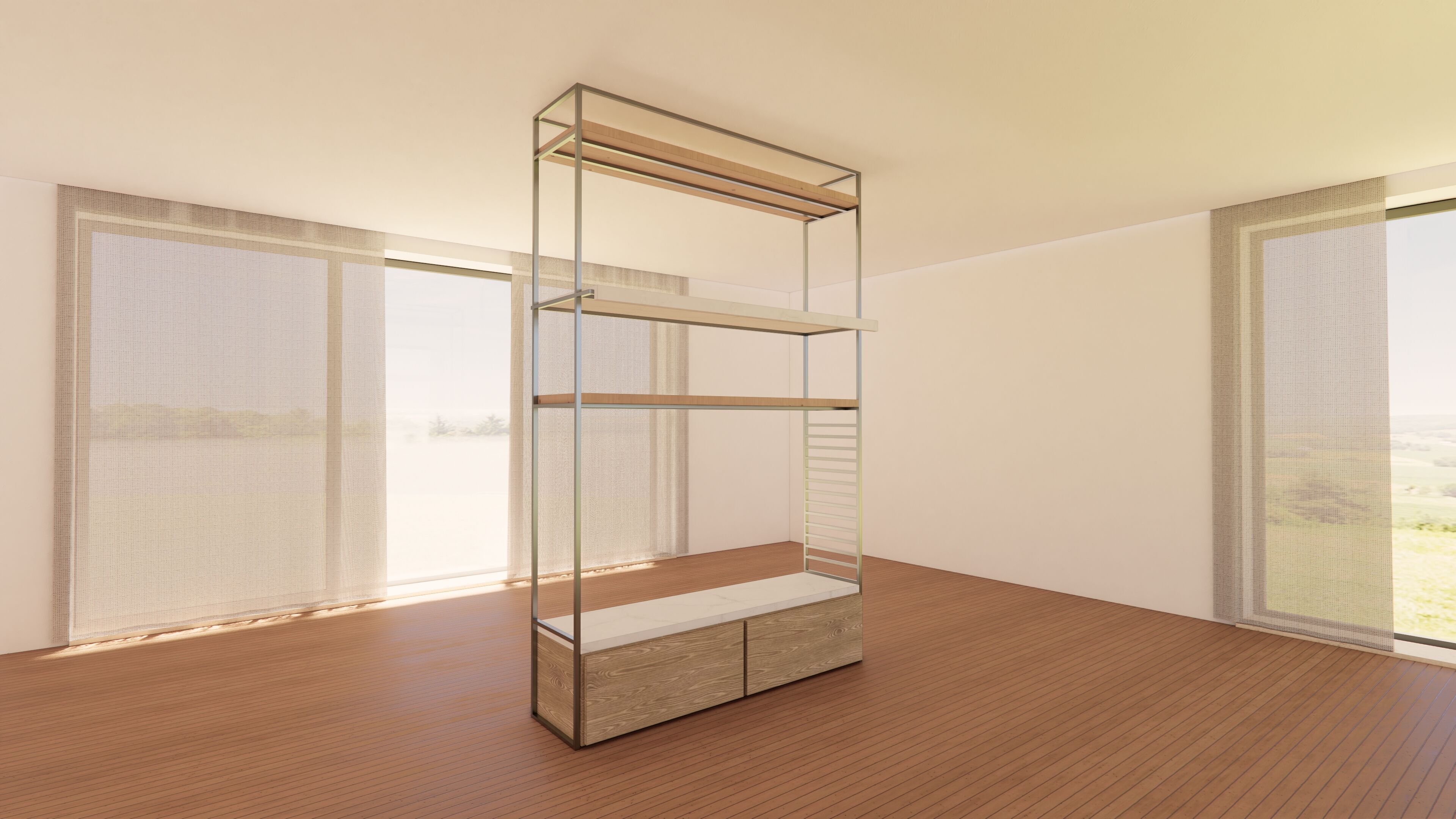 Industrial Open Cabinet - Minimalist Metal Frame - 3D Model Low-poly 3D model_3