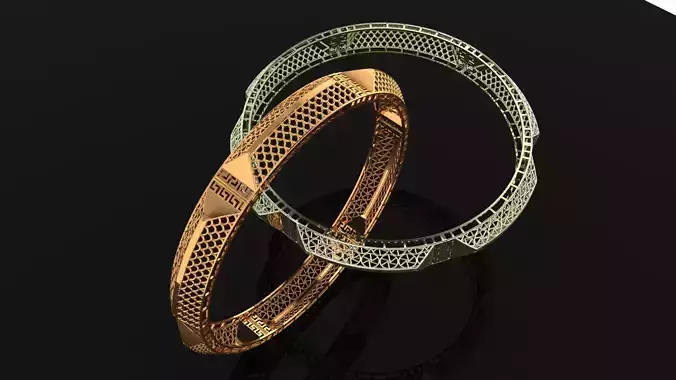1139 Contrast Panel Geometric Bangle 9gm-60MM