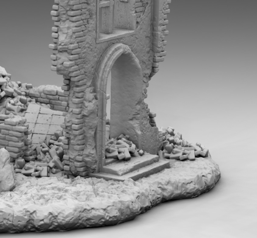 Walls of a ruined church 3D print model_14