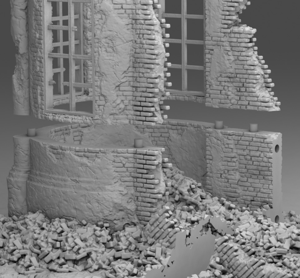 Walls of a ruined church 3D print model_10