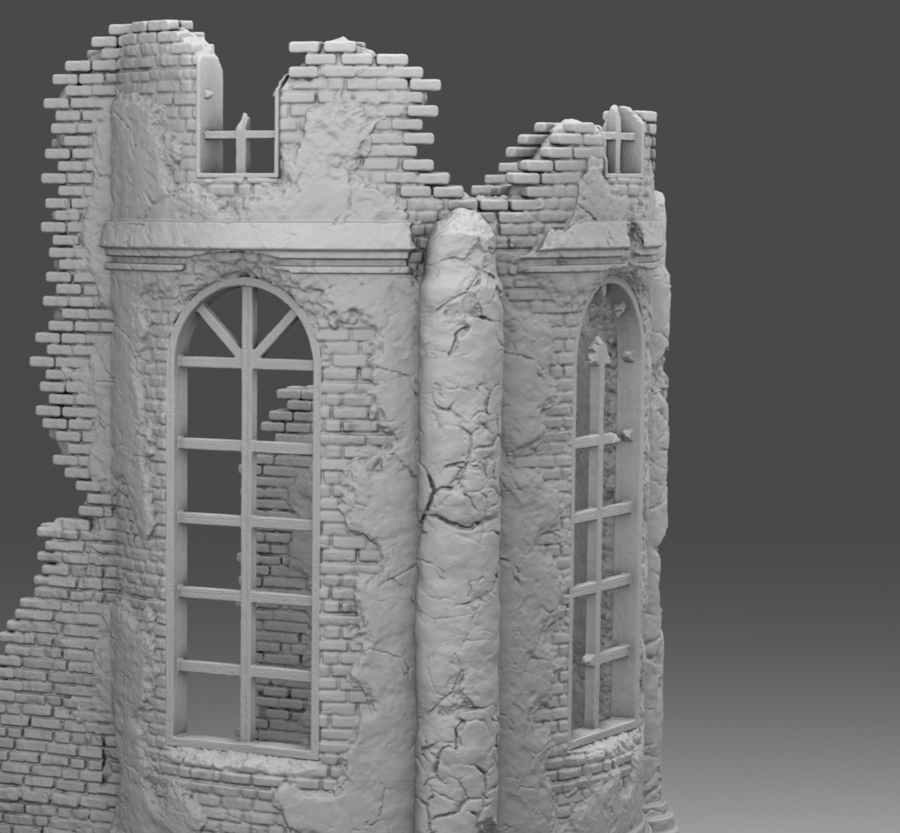 Walls of a ruined church 3D print model_7