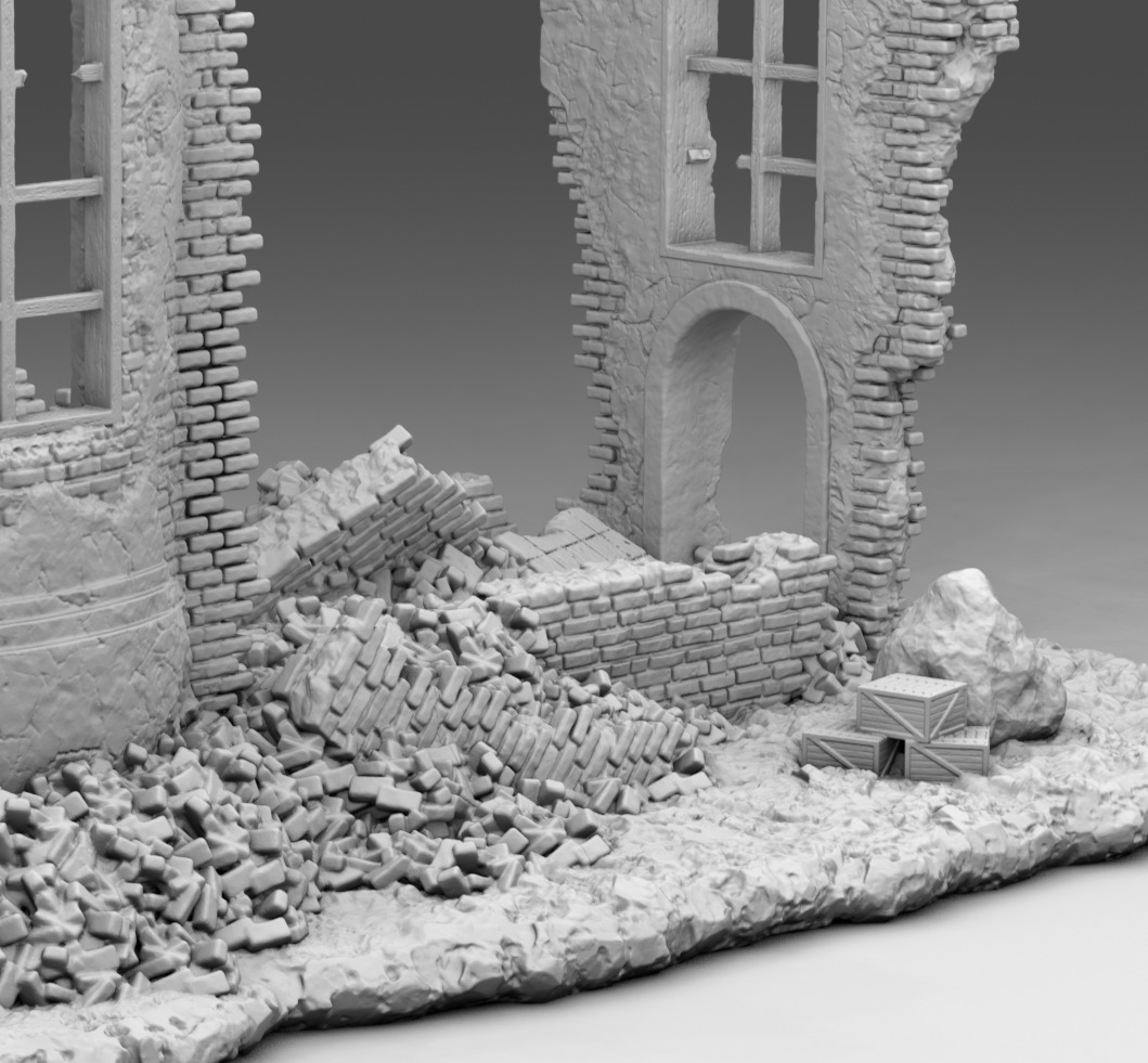 Walls of a ruined church 3D print model_4