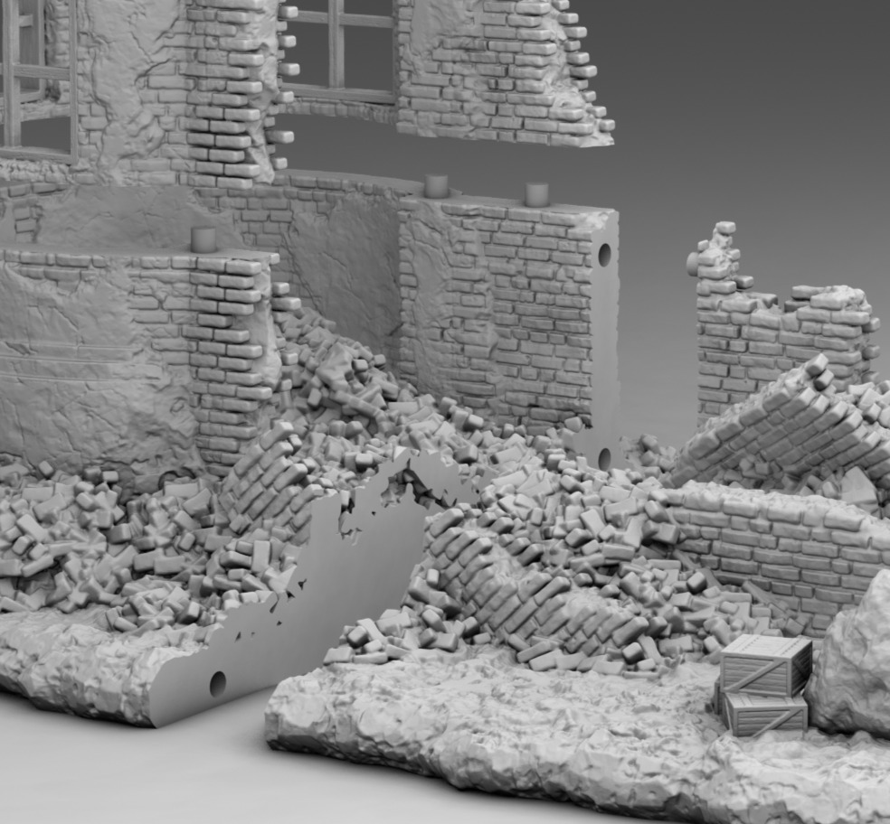 Walls of a ruined church 3D print model_9