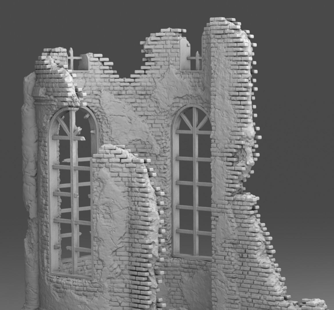 Walls of a ruined church 3D print model_12