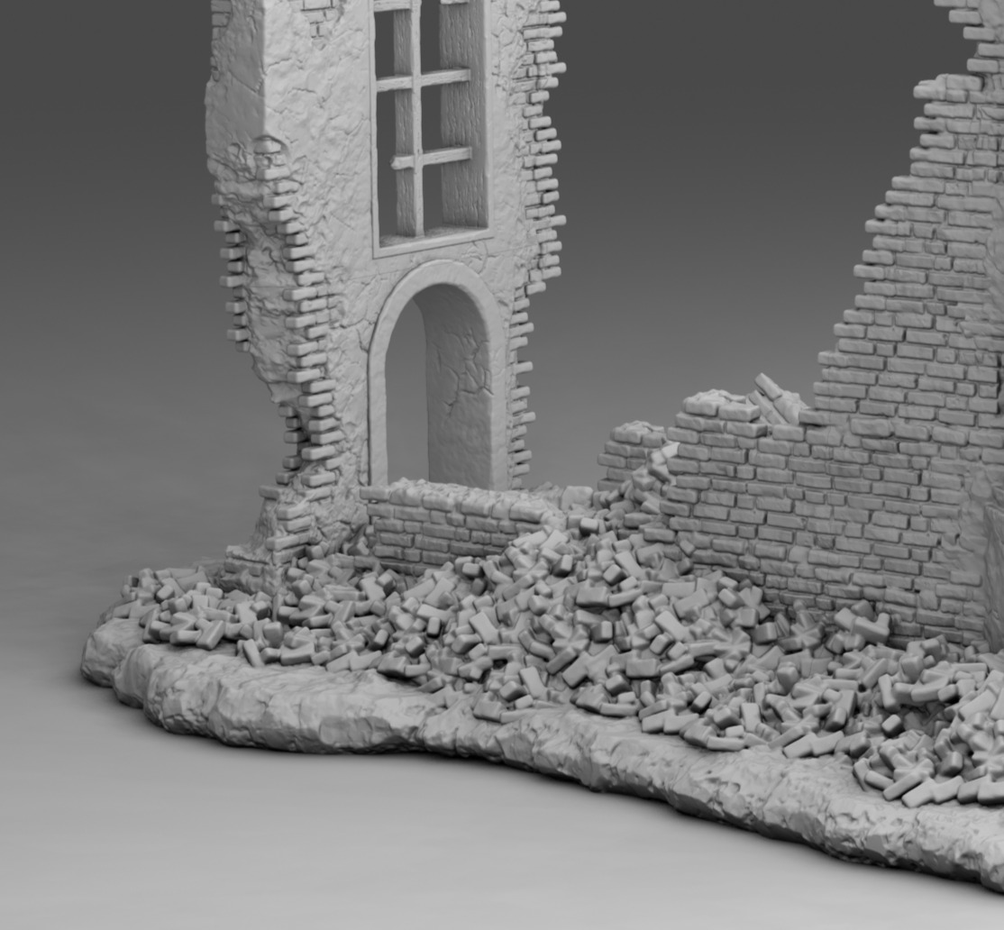 Walls of a ruined church 3D print model_6