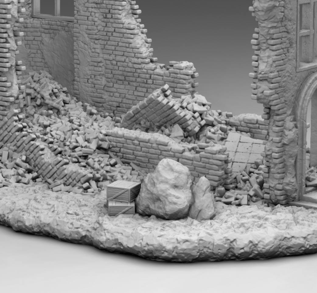 Walls of a ruined church 3D print model_11