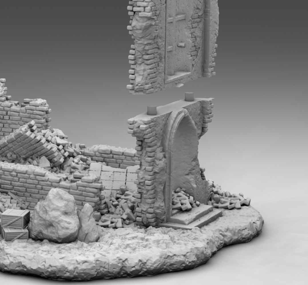 Walls of a ruined church 3D print model_8