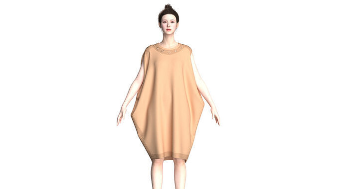 Girls Cope Dress V7 3D model