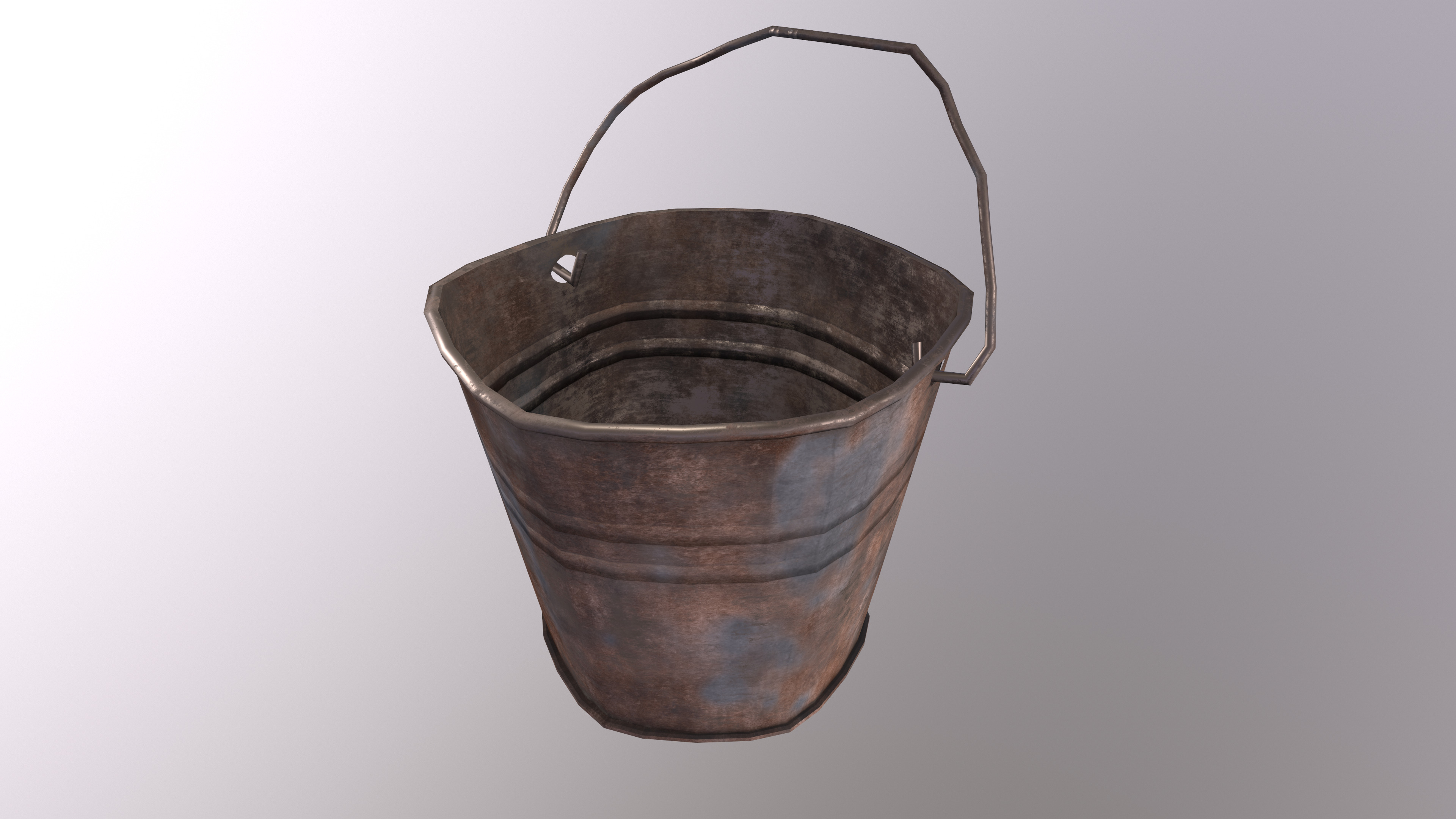 Rusty Bucket Low-poly 3D model_5