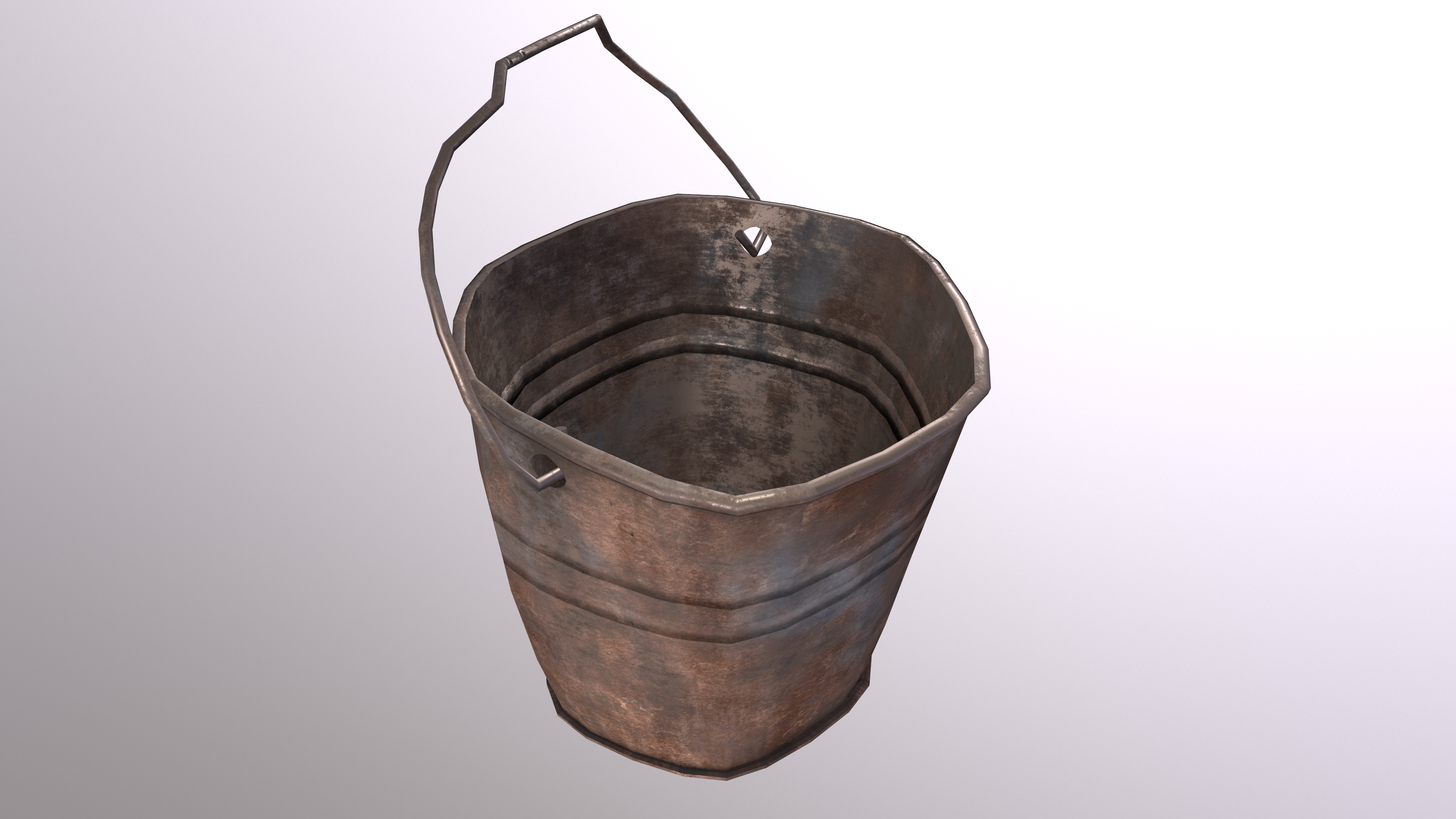 Rusty Bucket Low-poly 3D model_2