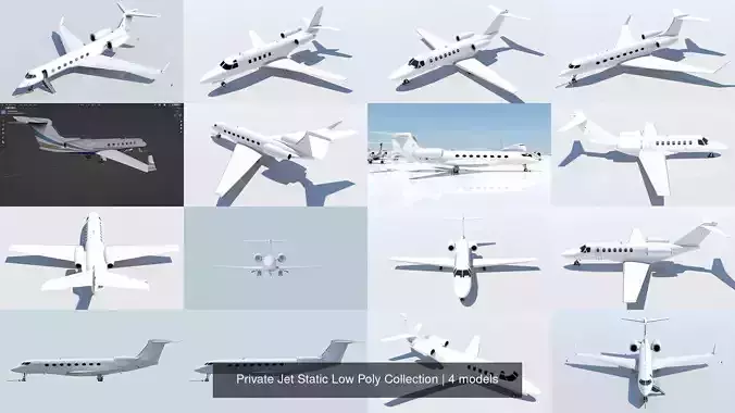 Private Jet Static Low Poly Collection 