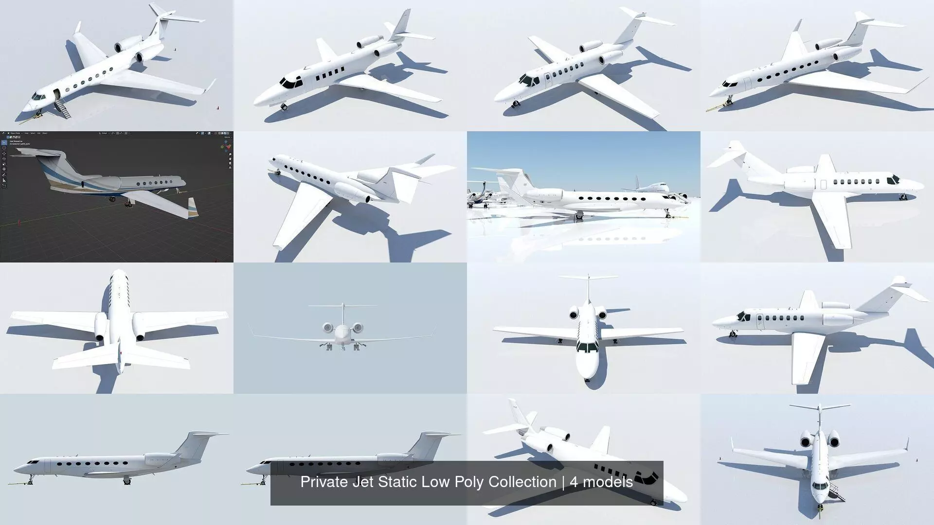 Private Jet Static Low Poly Collection _0