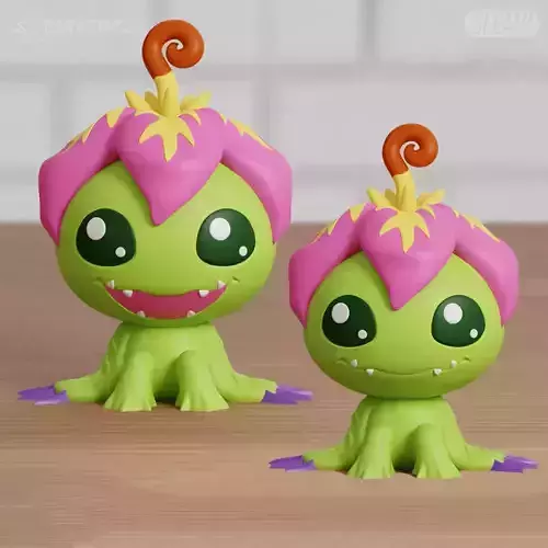 Palmon Chibi 2 Models Digimon Fanart Easy Print