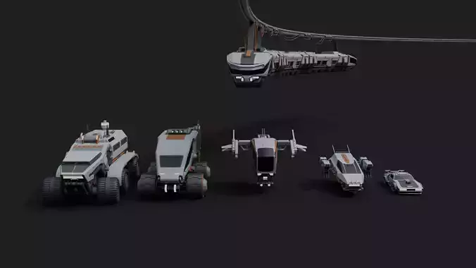 Cyberpunk vehicles kitbash 3D model
